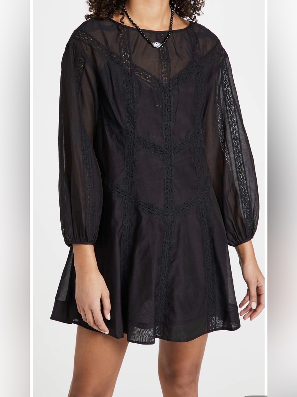 Rebecca Taylor Cotton Long Sleeve Organza Mini Dress Black Size XS NWT